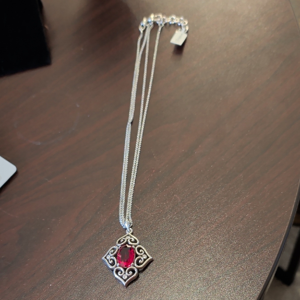 Brighton Silver Necklace Set with Deep Red Accents - Picture 7 of 8